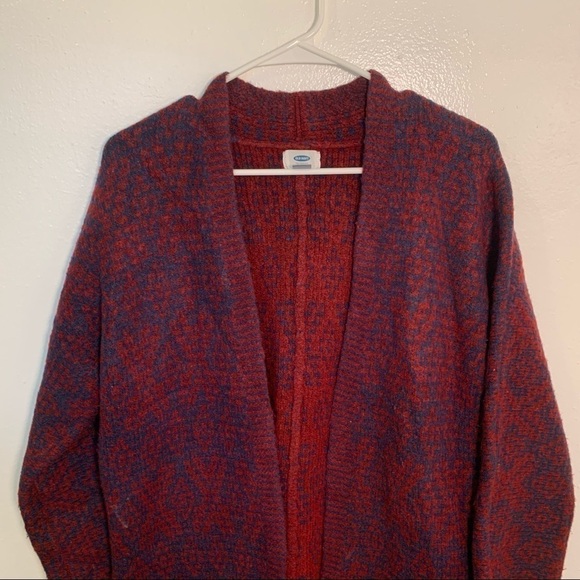 Old Navy Heavy Cardigan Coat Table Wine Red Blue - Picture 3 of 14